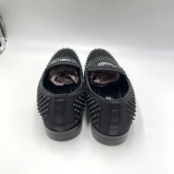 Stacy Adams Mens 7.5M Sabre Black Spiked Studded Slip On Loafers Shoes