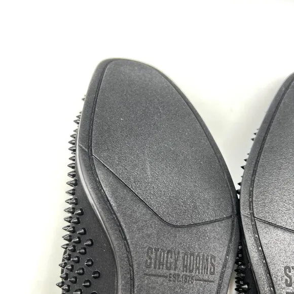 Stacy Adams Mens 7.5M Sabre Black Spiked Studded Slip On Loafers Shoes