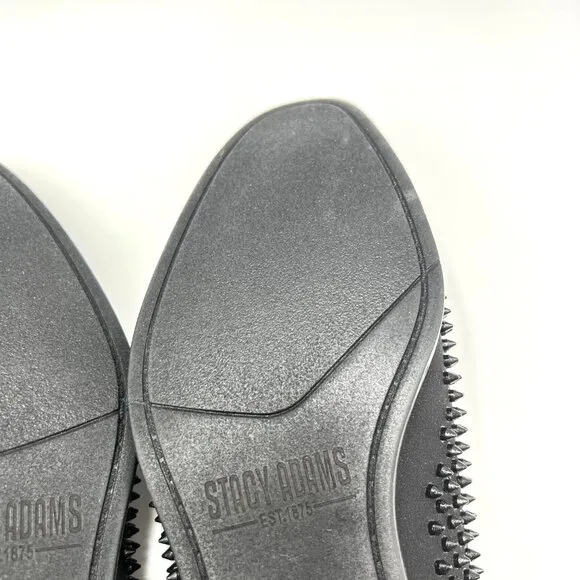 Stacy Adams Mens 7.5M Sabre Black Spiked Studded Slip On Loafers Shoes