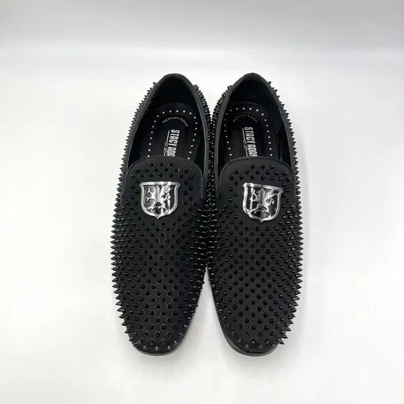 Stacy Adams Mens 7.5M Sabre Black Spiked Studded Slip On Loafers Shoes