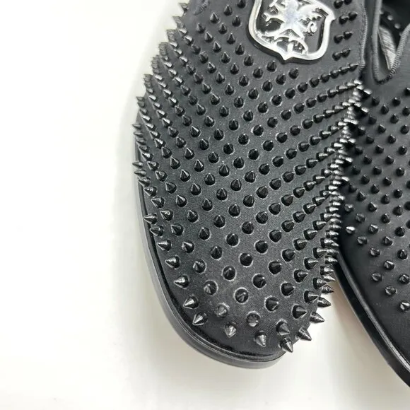 Stacy Adams Mens 7.5M Sabre Black Spiked Studded Slip On Loafers Shoes