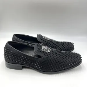 Stacy Adams Mens 7.5M Sabre Black Spiked Studded Slip On Loafers Shoes