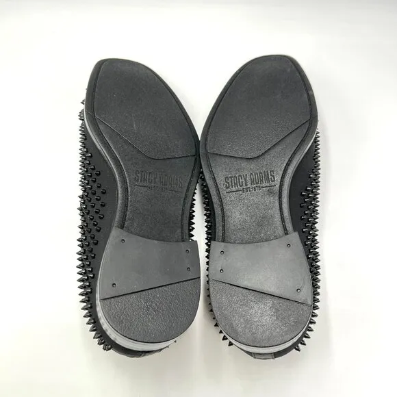 Stacy Adams Mens 7.5M Sabre Black Spiked Studded Slip On Loafers Shoes