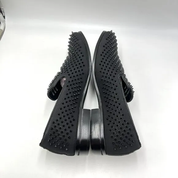 Stacy Adams Mens 7.5M Sabre Black Spiked Studded Slip On Loafers Shoes