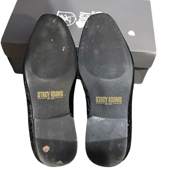 Stacy Adams Men's Stellar Glitter Plain Toe Slip On Loafer Black Velour Size 12