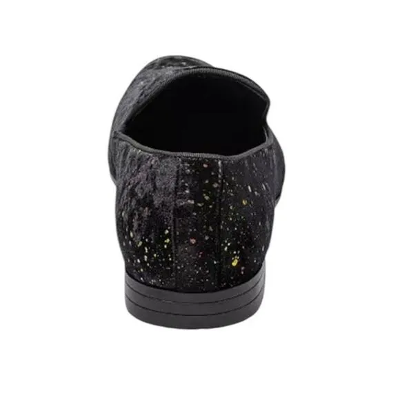Stacy Adams Men's Stellar Glitter Plain Toe Slip On Loafer Black Velour Size 12