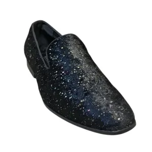 Stacy Adams Men's Stellar Glitter Plain Toe Slip On Loafer Black Velour Size 12