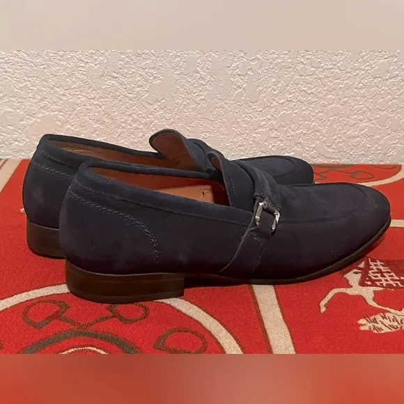 Stacy Adams Quillan Moc Toe Ornament Slip On Navy Suede Loafer. 9M