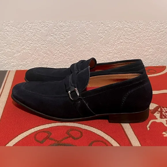 Stacy Adams Quillan Moc Toe Ornament Slip On Navy Suede Loafer. 9M