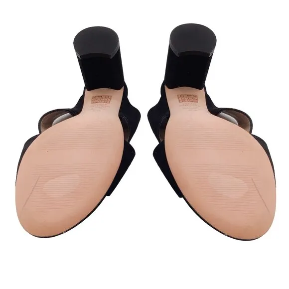 STUART WEITZMAN BLACK CROSS STRAP SUEDE SANDALS