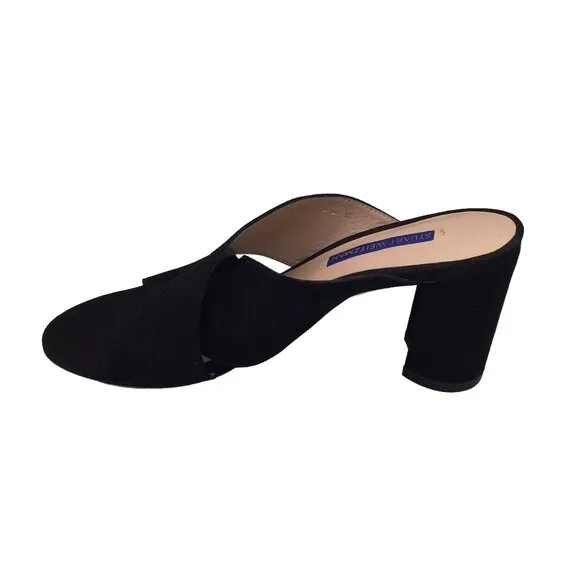 STUART WEITZMAN BLACK CROSS STRAP SUEDE SANDALS