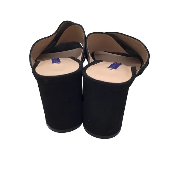 STUART WEITZMAN BLACK CROSS STRAP SUEDE SANDALS