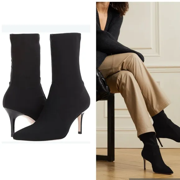 Stuart Weitzmsn Vero Cuoip Black Stretch Ankle Booties