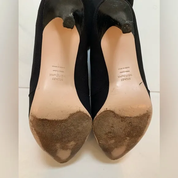 Stuart Weitzmsn Vero Cuoip Black Stretch Ankle Booties