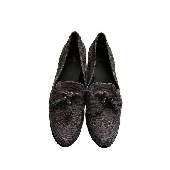 Stuart Weitzman Shoes Silver Wingtip 6 M Metallic Tassel Gold Slip On Loafers