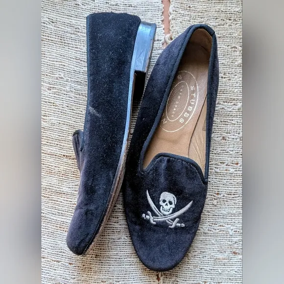 Stubbs Wootton Sparrow Black Velvet Shoes