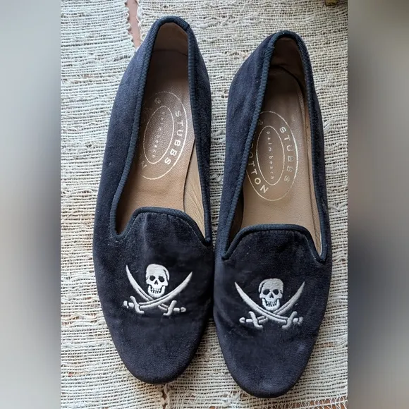 Stubbs Wootton Sparrow Black Velvet Shoes