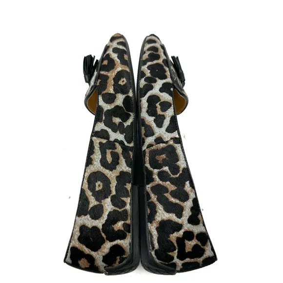 Talbots Francesca Driving Shoes 6.5 Tassel Animal Print Clad Hair Slip On Loafer