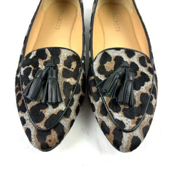 Talbots Francesca Driving Shoes 6.5 Tassel Animal Print Clad Hair Slip On Loafer