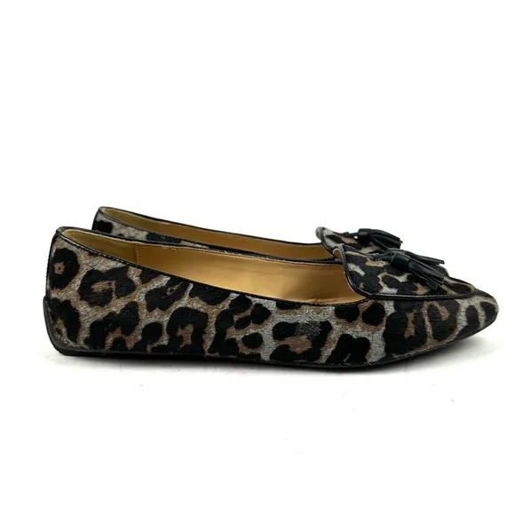 Talbots Francesca Driving Shoes 6.5 Tassel Animal Print Clad Hair Slip On Loafer