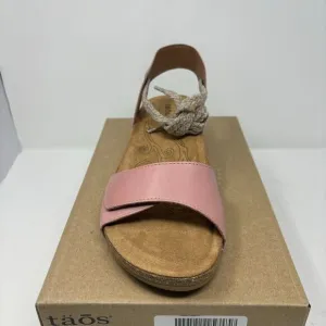 Taos Shoes Women's 40 (9-9.5) Vintage Pink Back And Forth Tie Adjustable Sandals