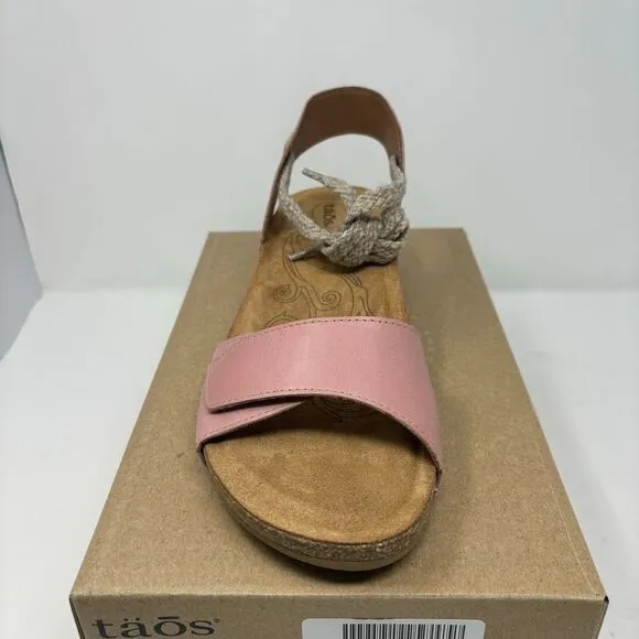 Taos Shoes Women's 40 (9-9.5) Vintage Pink Back And Forth Tie Adjustable Sandals