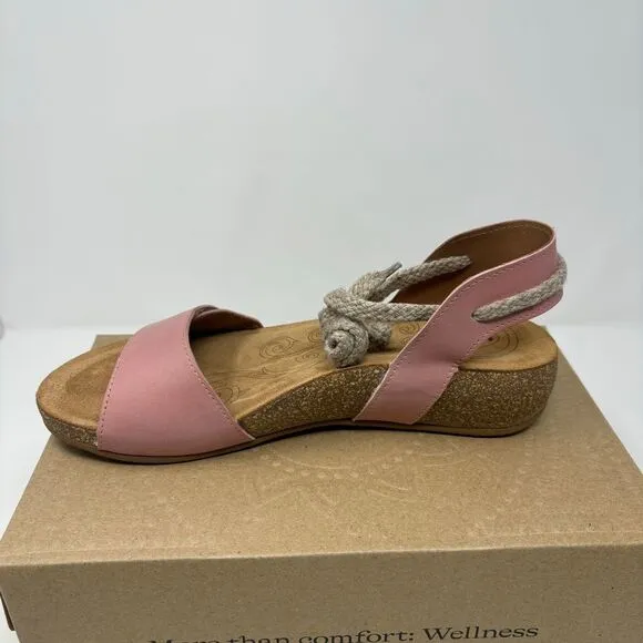 Taos Shoes Women's 40 (9-9.5) Vintage Pink Back And Forth Tie Adjustable Sandals