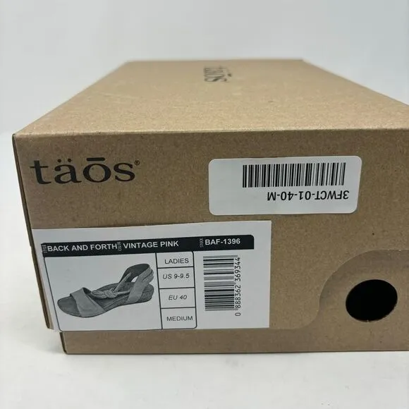 Taos Shoes Women's 40 (9-9.5) Vintage Pink Back And Forth Tie Adjustable Sandals