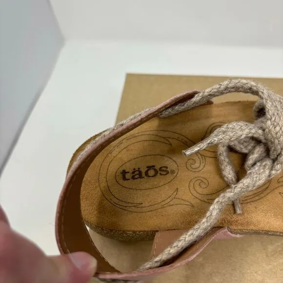 Taos Shoes Women's 40 (9-9.5) Vintage Pink Back And Forth Tie Adjustable Sandals