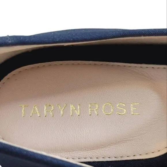 Taryn Rose Navy Blue Yvonne Pump Pointed Toe Wedge Shoes Size 8.5