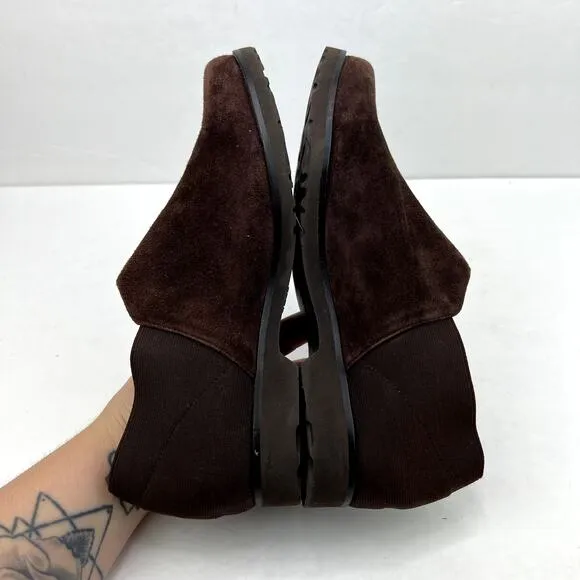 Taryn Rose Suede Stretch Back Slip On Shoes Dark Brown