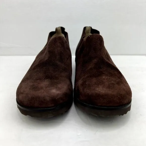 Taryn Rose Suede Stretch Back Slip On Shoes Dark Brown