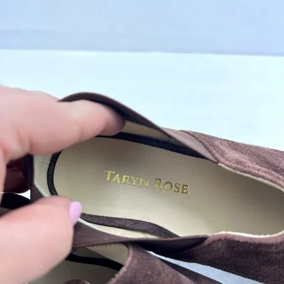 Taryn Rose Suede Stretch Back Slip On Shoes Dark Brown