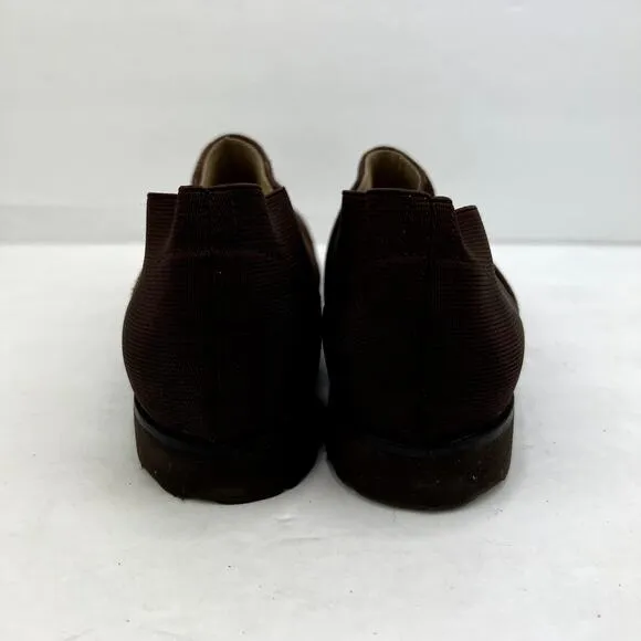 Taryn Rose Suede Stretch Back Slip On Shoes Dark Brown