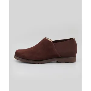 Taryn Rose Suede Stretch Back Slip On Shoes Dark Brown