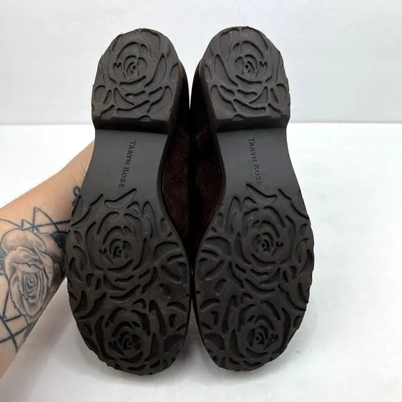 Taryn Rose Suede Stretch Back Slip On Shoes Dark Brown