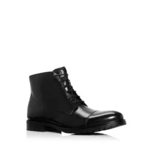 THE MENS STORE Mens Black Traction Sole Cap Toe Block Heel Boots Shoes 11