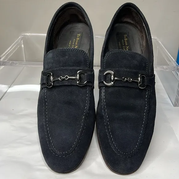 To Boot New York Sz 10 Dark Navy Blue Suede Slip On Loafers Shoes