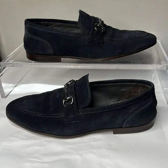 To Boot New York Sz 10 Dark Navy Blue Suede Slip On Loafers Shoes