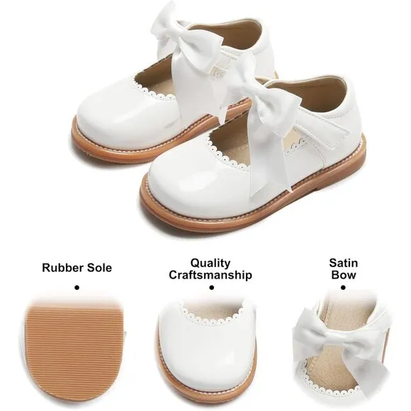 Toddler Little Girl Mary Jane Dress Shoes B380-white