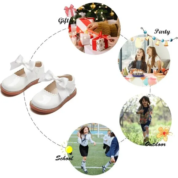 Toddler Little Girl Mary Jane Dress Shoes B380-white