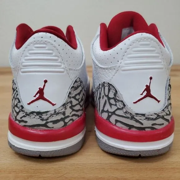 Toddlers Air Jordan 3 Retro (TD) Cardinal Sneakers White Red Size 10c Toddler
