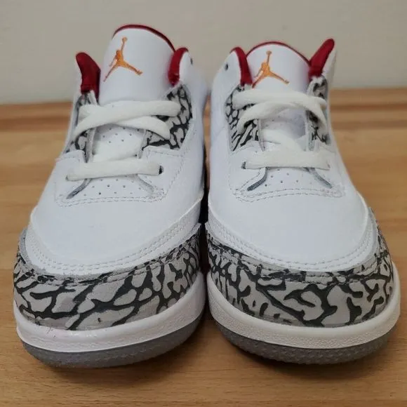 Toddlers Air Jordan 3 Retro (TD) Cardinal Sneakers White Red Size 10c Toddler