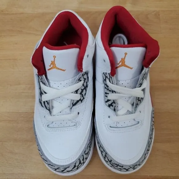 Toddlers Air Jordan 3 Retro (TD) Cardinal Sneakers White Red Size 10c Toddler
