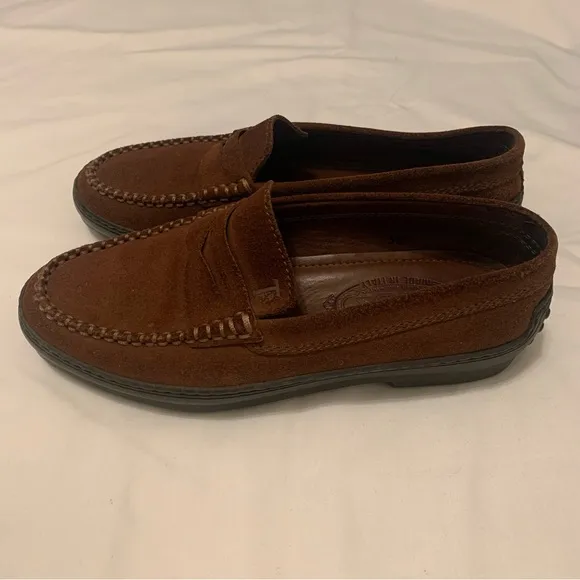 TOD’S GOMMINO Driving Shoes Women SZ 36.5 6.5 Suede Slip on Loafers Brown Italy