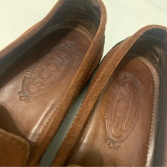 TOD’S GOMMINO Driving Shoes Women SZ 36.5 6.5 Suede Slip on Loafers Brown Italy