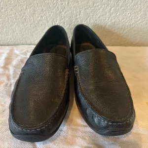Tommy Bahama Black Leather Orion Venetian Slip-On Loafers