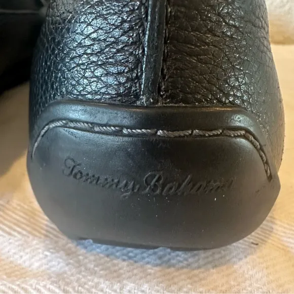 Tommy Bahama Black Leather Orion Venetian Slip-On Loafers