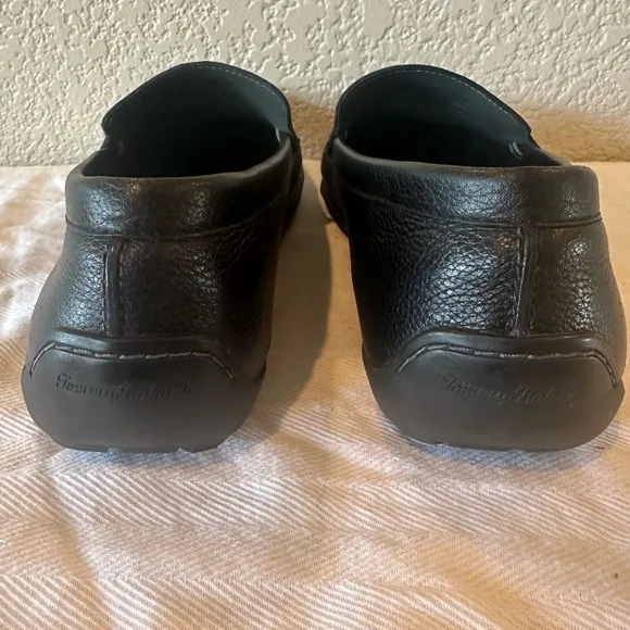 Tommy Bahama Black Leather Orion Venetian Slip-On Loafers