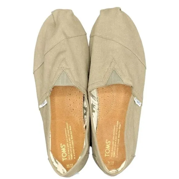 TOMS Men's Olive Slip-on Shoes size 11 NWOT